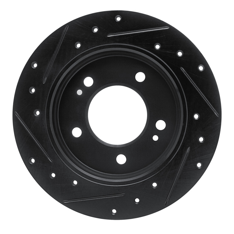 Hyundai Elantra Brake Rotor (1) - Rear Right - R1 Concepts - Drilled & Slotted - Black - `17-`25